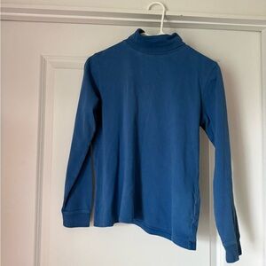 L.L. Bean Womens Small Blue Turtleneck Long Sleeve Cotton Top Classic Casual